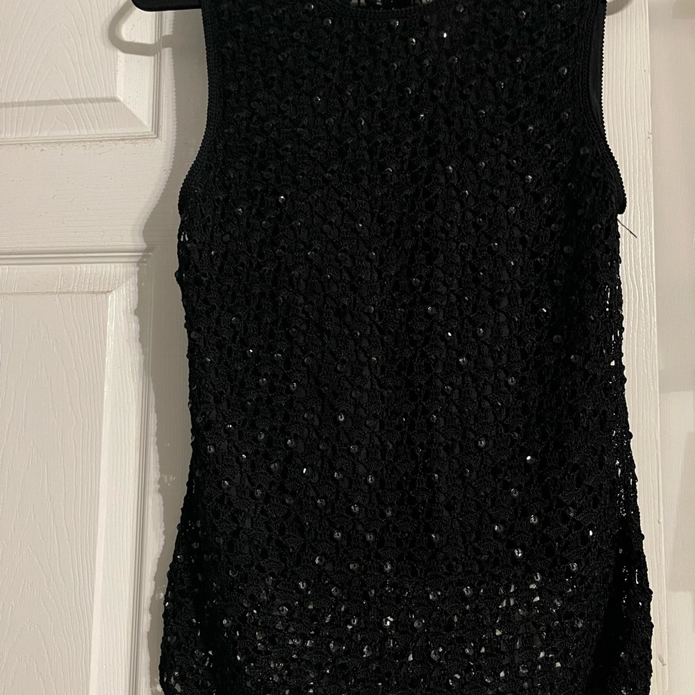 Black Sequin Sleeveless Top